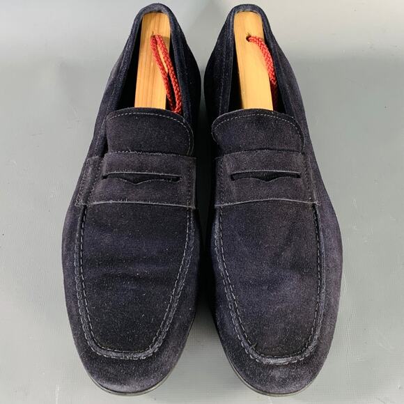 TO BOOT NY Size 7 Navy Suede Slip On Penny Loafers - Picture 4 of 8